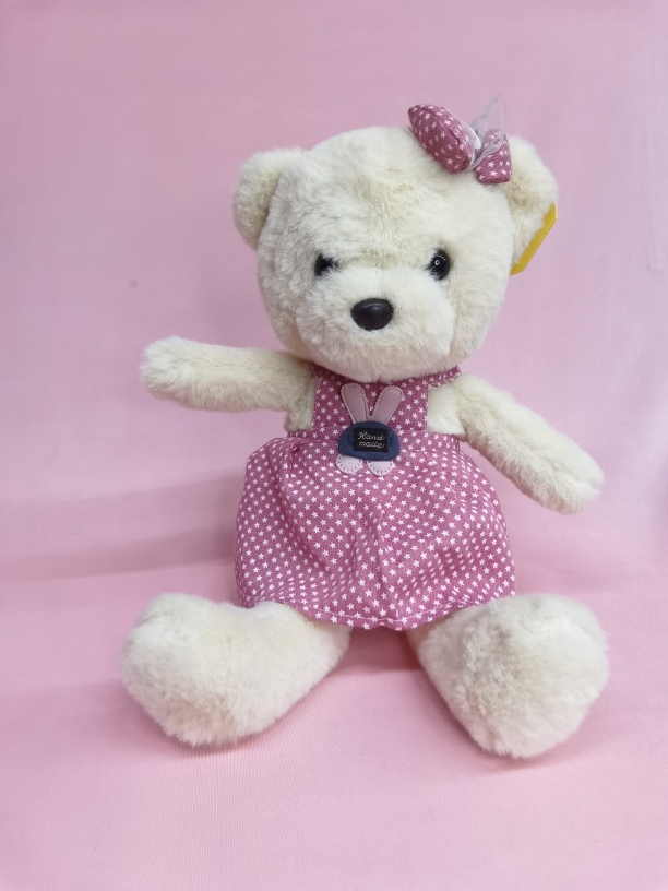 OSO BEIGE VESTIDO ROSA